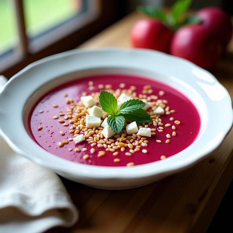 Gazpacho de Remolacha y Jengibre con Topping de Queso Feta: Receta Fría y Depurativa en Thermomix