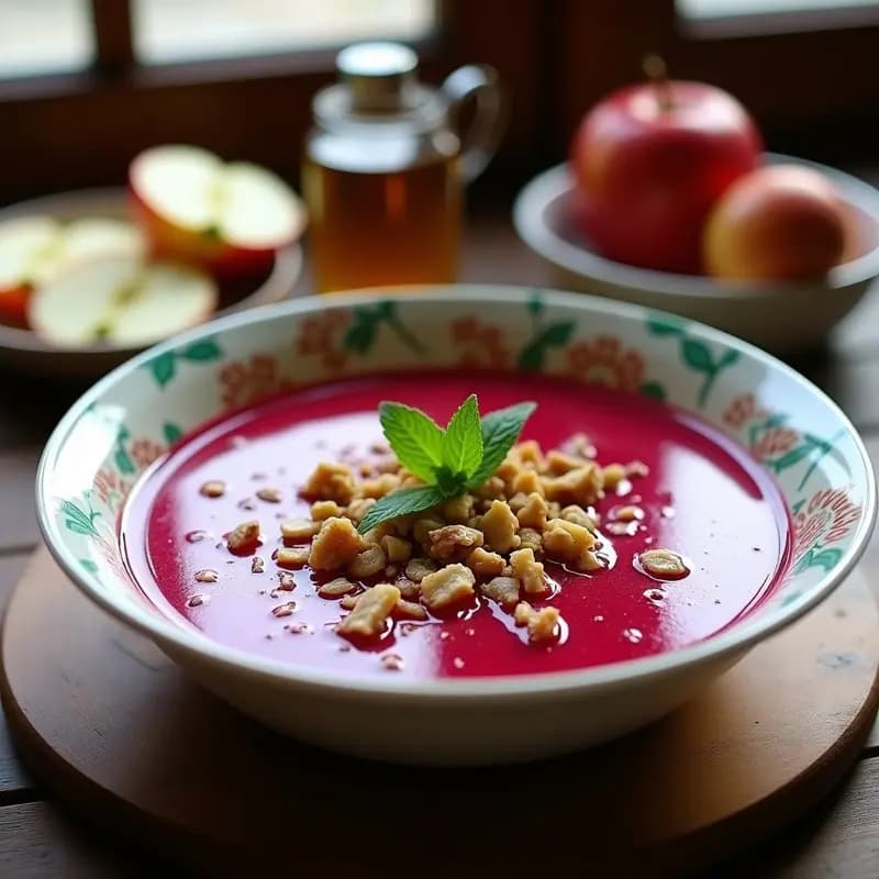 Gazpacho de Remolacha y Manzana: Receta Andaluza Fría con Vinagre de Módena y Nueces
