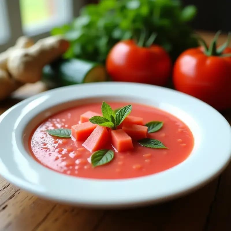 Gazpacho Andaluz con Sandía y Jengibre: Receta Fría Depurativa y Sin Calorías
