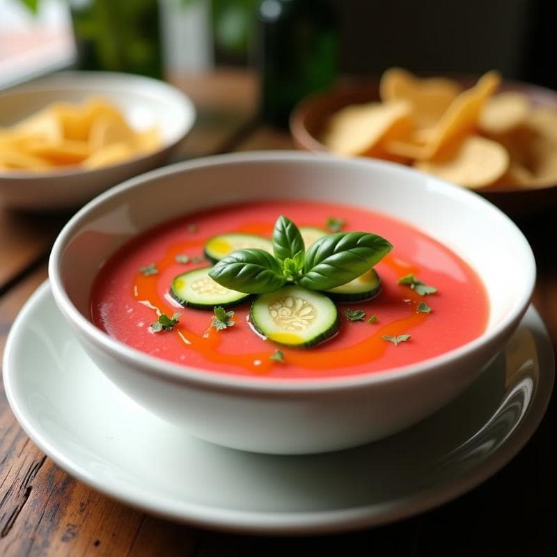 Gazpacho de Sandía y Jitomate con Toque de Albahaca: Receta Mexicana Refrescante en 10 Minutos
