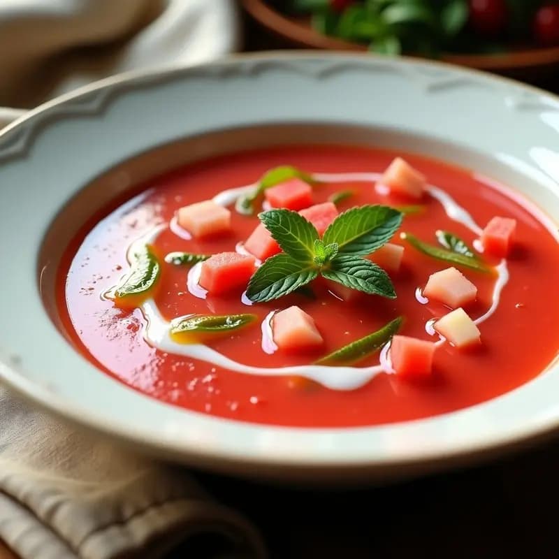 Gazpacho Andaluz con Sandía y Menta: Sopa Fría Veraniega y Desintoxicante