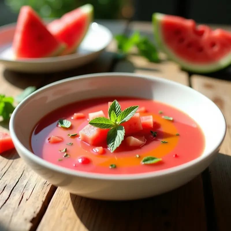 Gazpacho Andaluz con Sandía y Mentas: Receta Española Sin Gluten para el Verano
