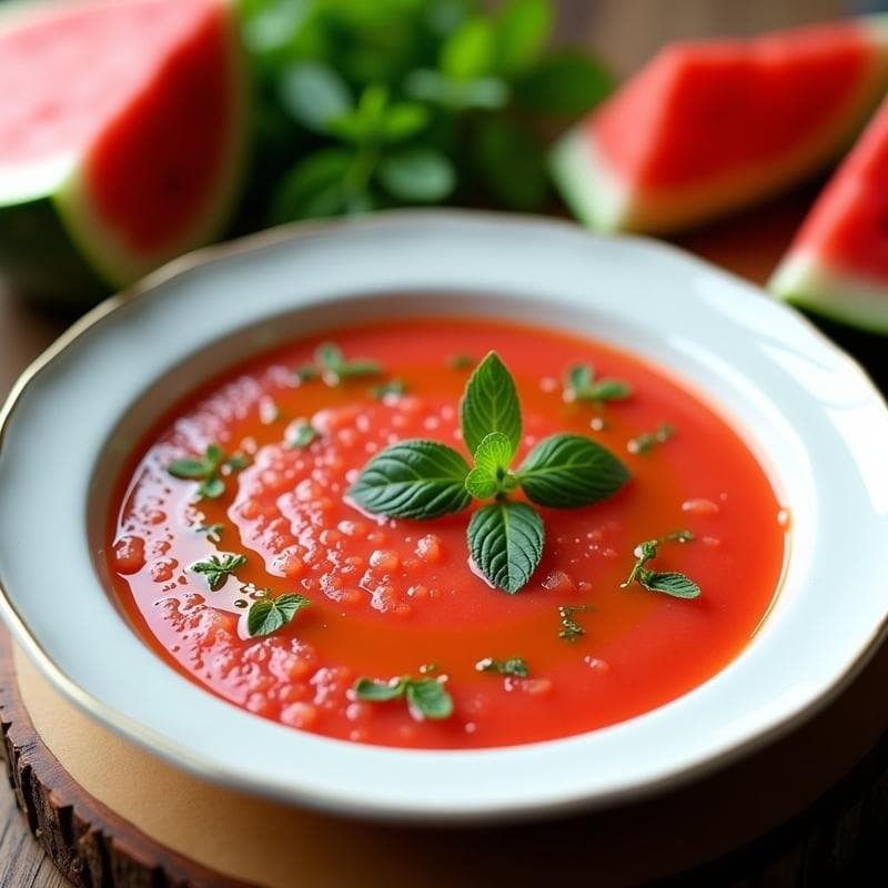 Gazpacho de Sandía y Mentas: Receta Andaluz Refrescante Sin Horno en 10 Minutos