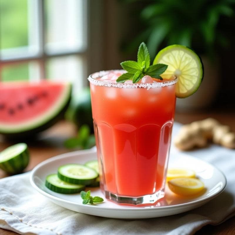 Gazpacho de Sandía y Pepino con Jengibre: Bebida Refrescante Sin Azúcar para el Verano