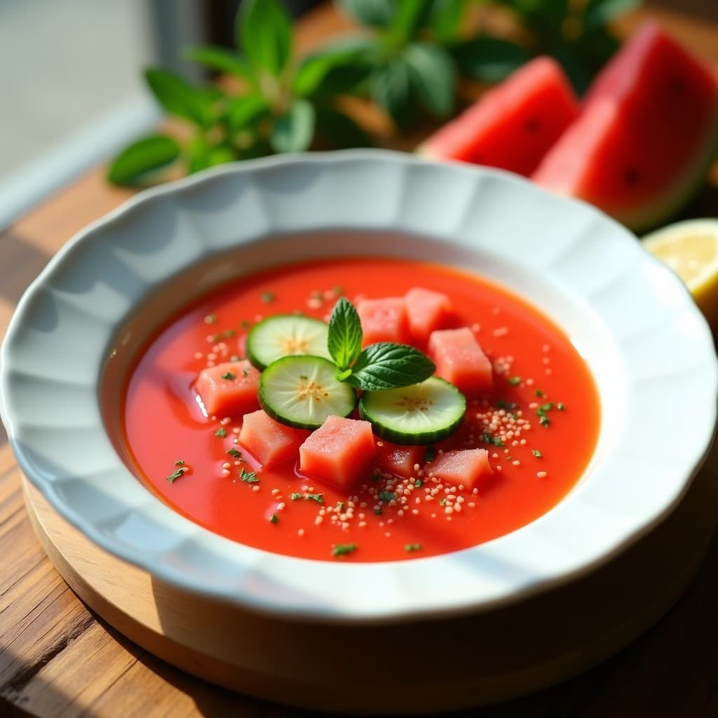 Gazpacho de Sandía y Pepino con Mentol: Receta Andaluza Sin Lácteos y Refrescante