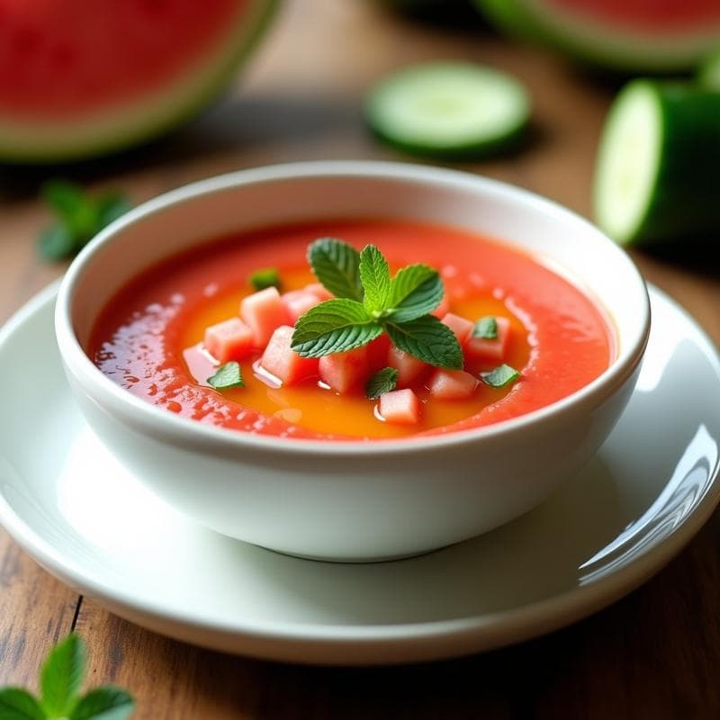 Gazpacho Andaluz de Sandía y Pepino: Sopa Fría Sin Cocción con Toque Picante