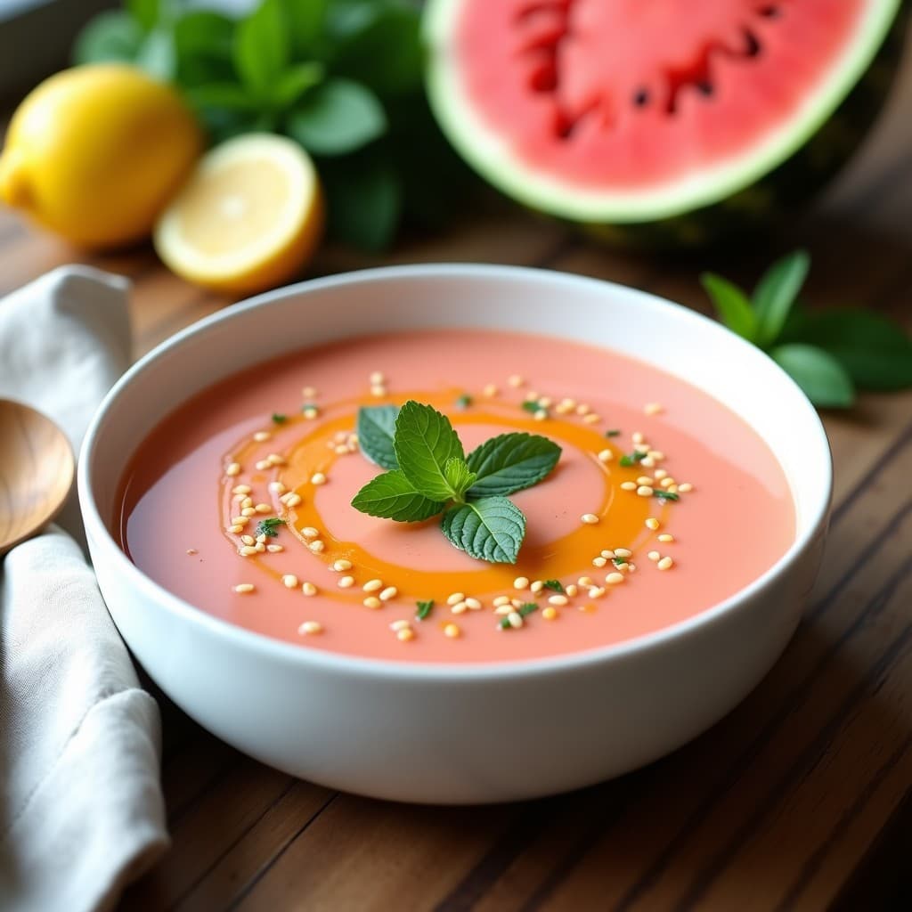 Gazpacho de Sandía y Pepino con Vinagreta de Miel: Receta de Verano Sin Cocinar en 10 Minutos