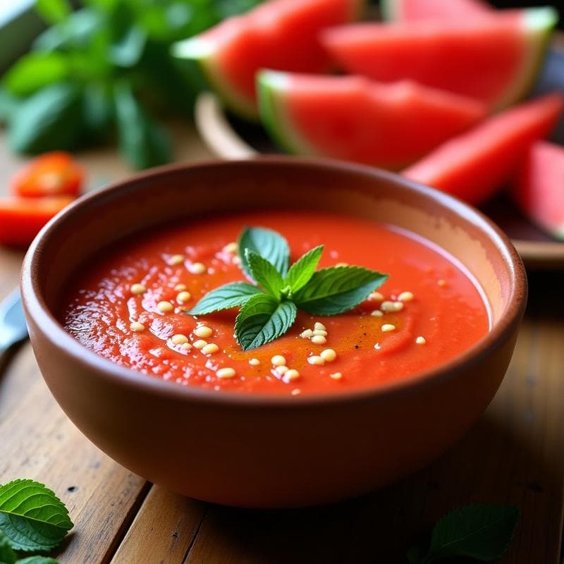 Gazpacho Andaluz de Sandía y Pimiento: Sopa Fría Vegana Sin Gluten en 10 Minutos