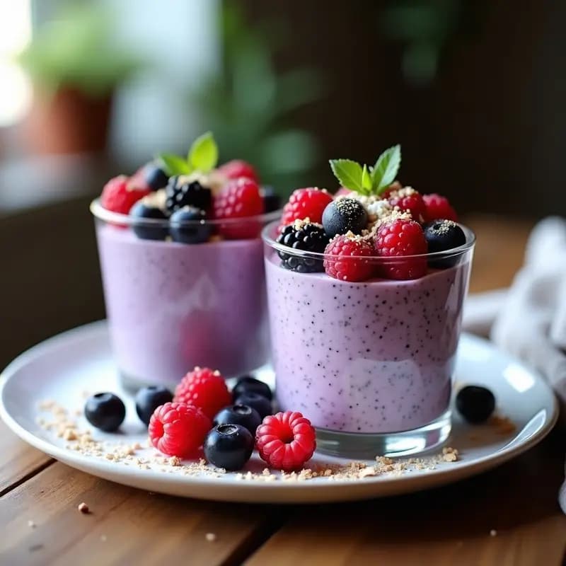 Gelas de Chía con Leche de Almendras y Frutos del Bosque: Postre Alemana Keto