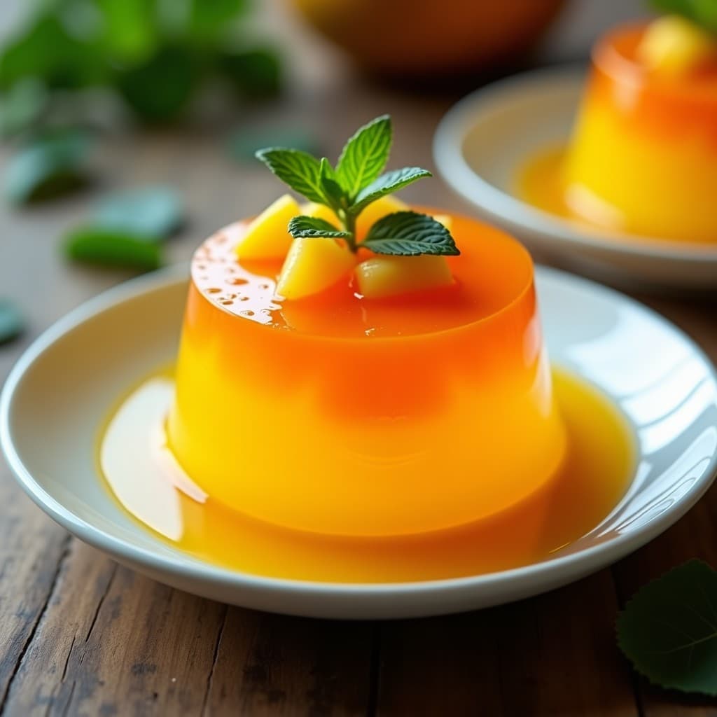 Gelatina de Alga Agar-Agar con Trozos de Frutas Tropicales: Postre Vegano Sin Azúcar