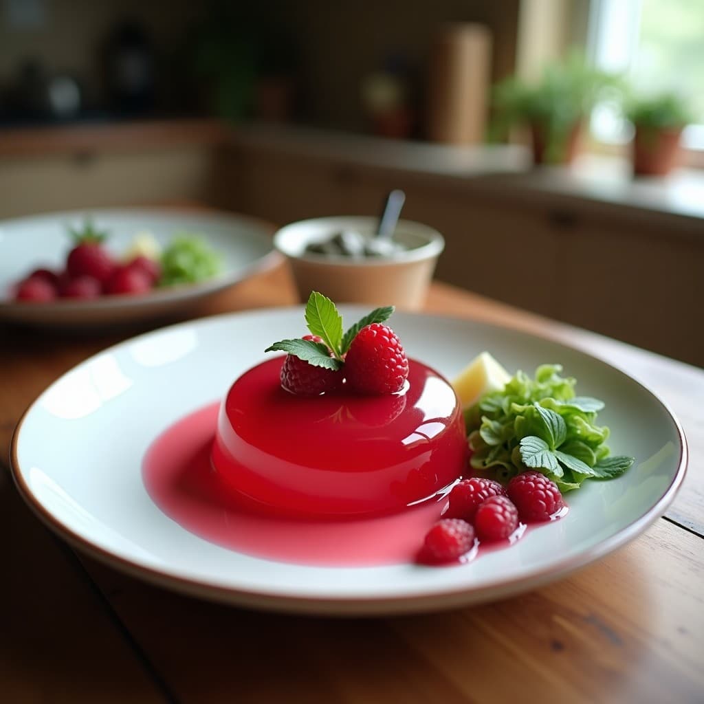 Gelatina de Agua de Coco y Frambuesas con Chlorella: Postre Detox y Sin Azúcar