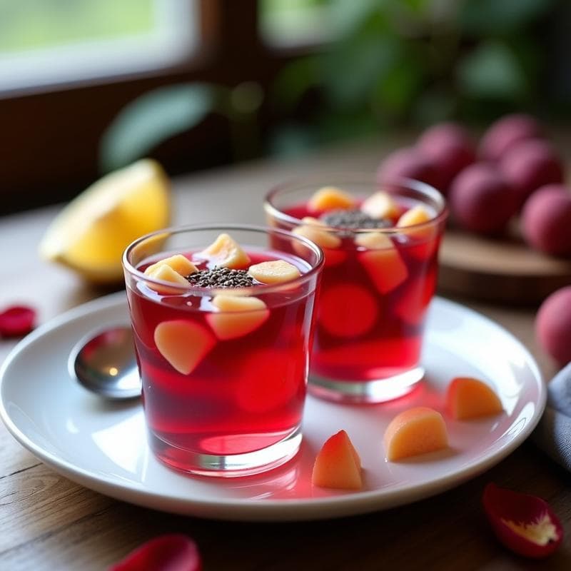 Gelatina de Agua de Jamaica y Lichi: Postre Mexicano Vegano y Sin Azúcar