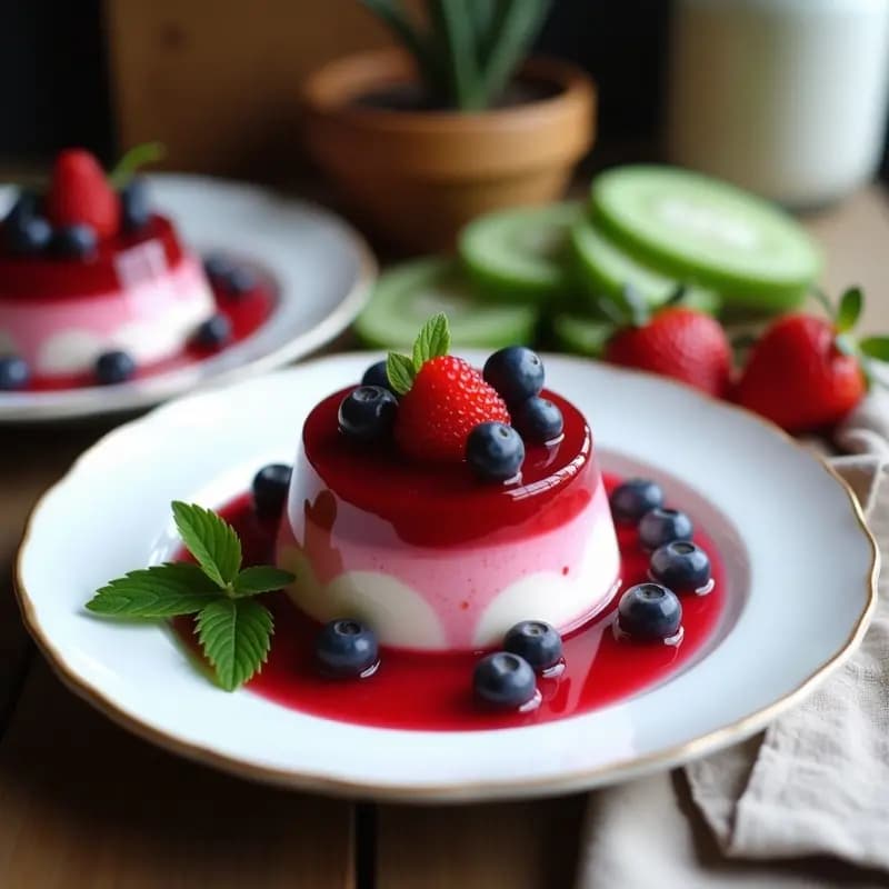 Gelatina de Aloe Vera y Frutos Rojos con Capas de Yogur de Coco: Postre Vegano y Detox