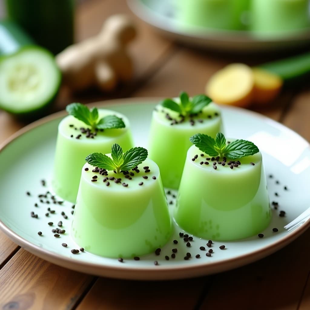 Gelatina de Aloe Vera y Pépino con Jengibre: Postre Vegano Hidratante y Sin Cocción