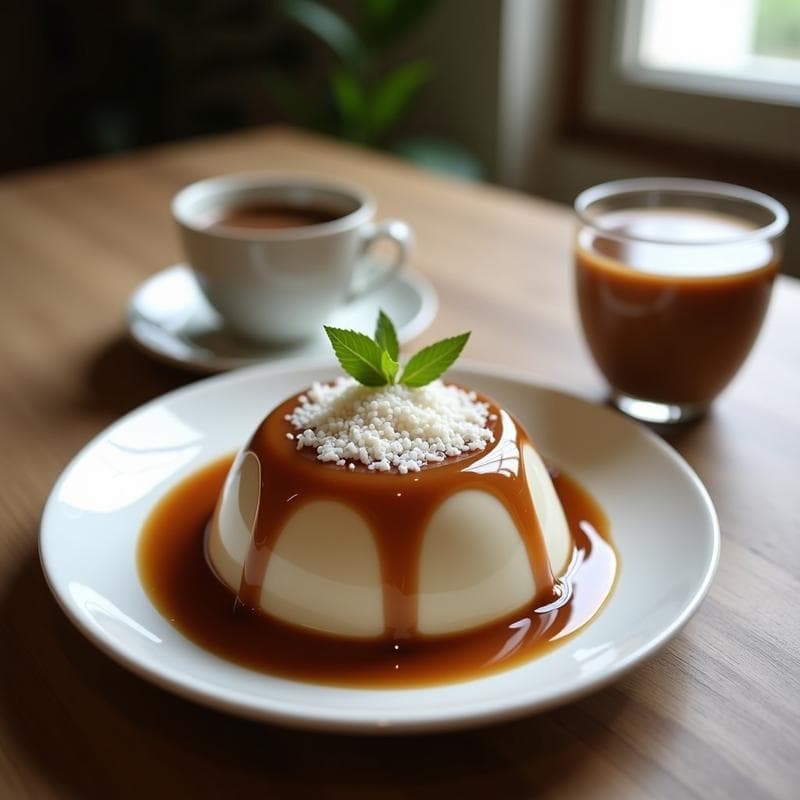 Gelatina de Café y Leche de Almendras con Virutas de Coco: Postre Brasileño Vegano