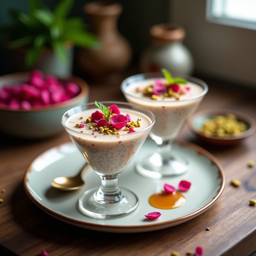 Gelatina de Chía con Leche de Almendras y Esencia de Rosa: Postre Persa Sin Lactosa