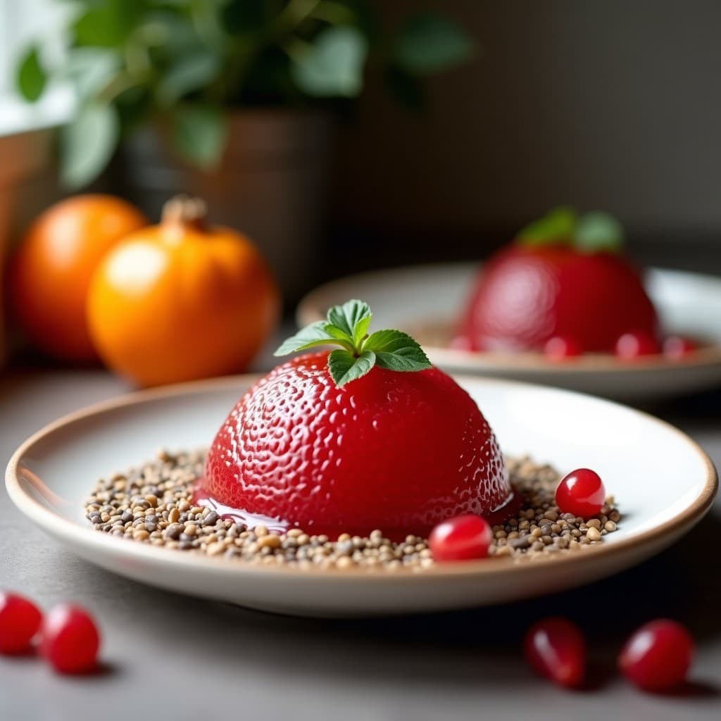 Gelatina de Chía con Jugos de Granada y Naranja Sanguina: Postre Sin Azúcar y Rico en Antioxidantes