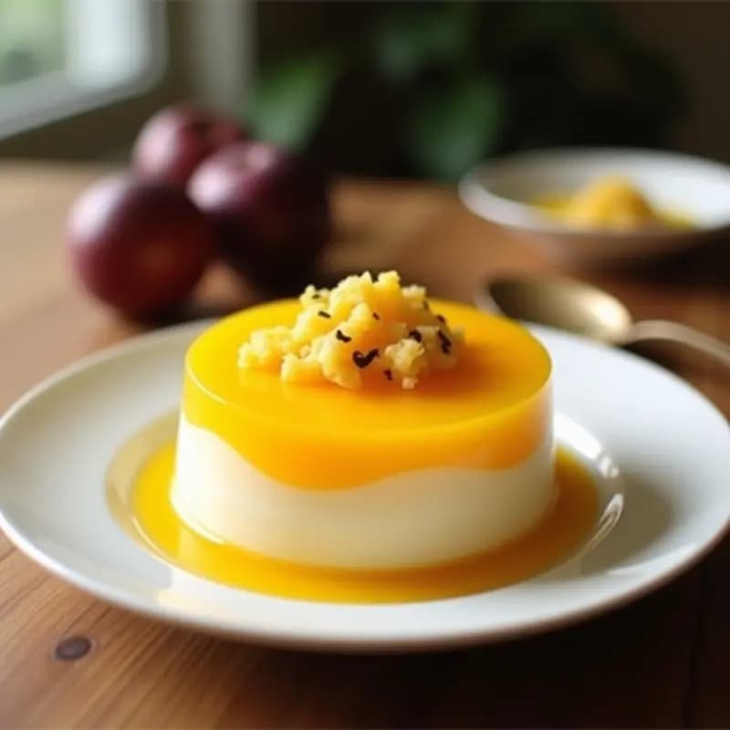 Gelatina de Leche de Coco y Maracuyá con Capas de Oro Líquido: Postre Tropical Sin Gelatina Animal