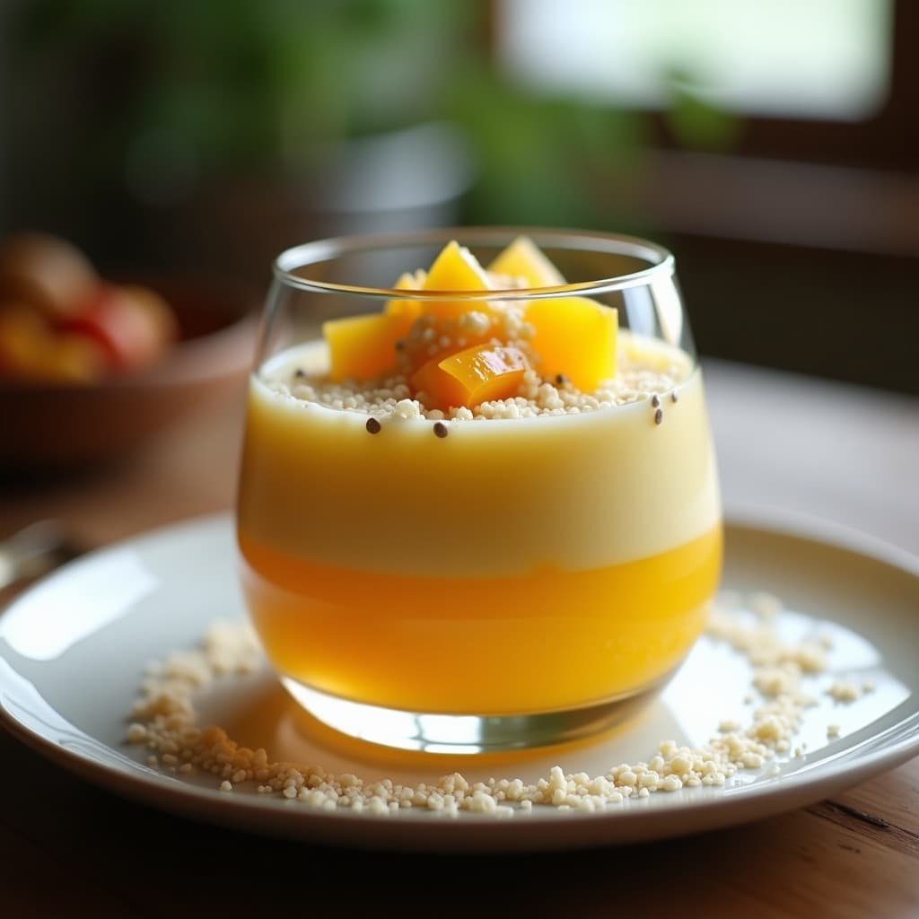 Gelatina de Cúrcuma y Leche de Avena con Trozos de Fruta de la Pasión: Postre Tailandés Antiinflamatorio