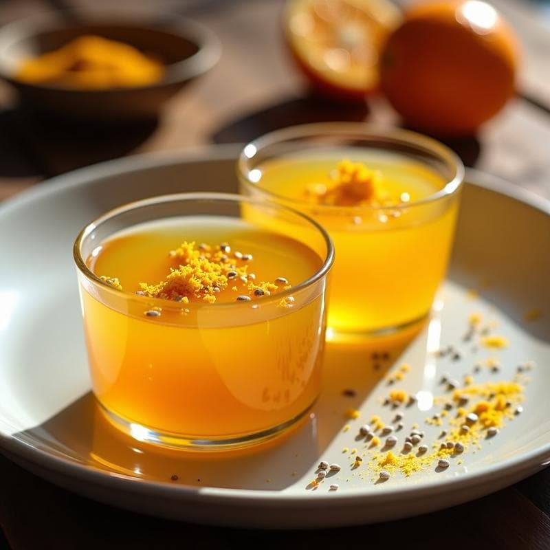 Gelatina de Cúrcuma y Naranja con Chía: Postre Detox Vegano y Sin Gelatina Animal