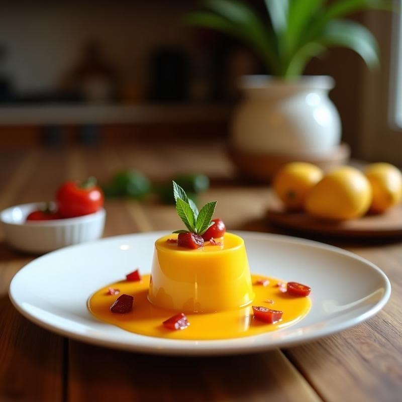 Gelatina de Técnica Esférica de Mango y Chile: Postre Molecular Mexicano Sin Azúcar