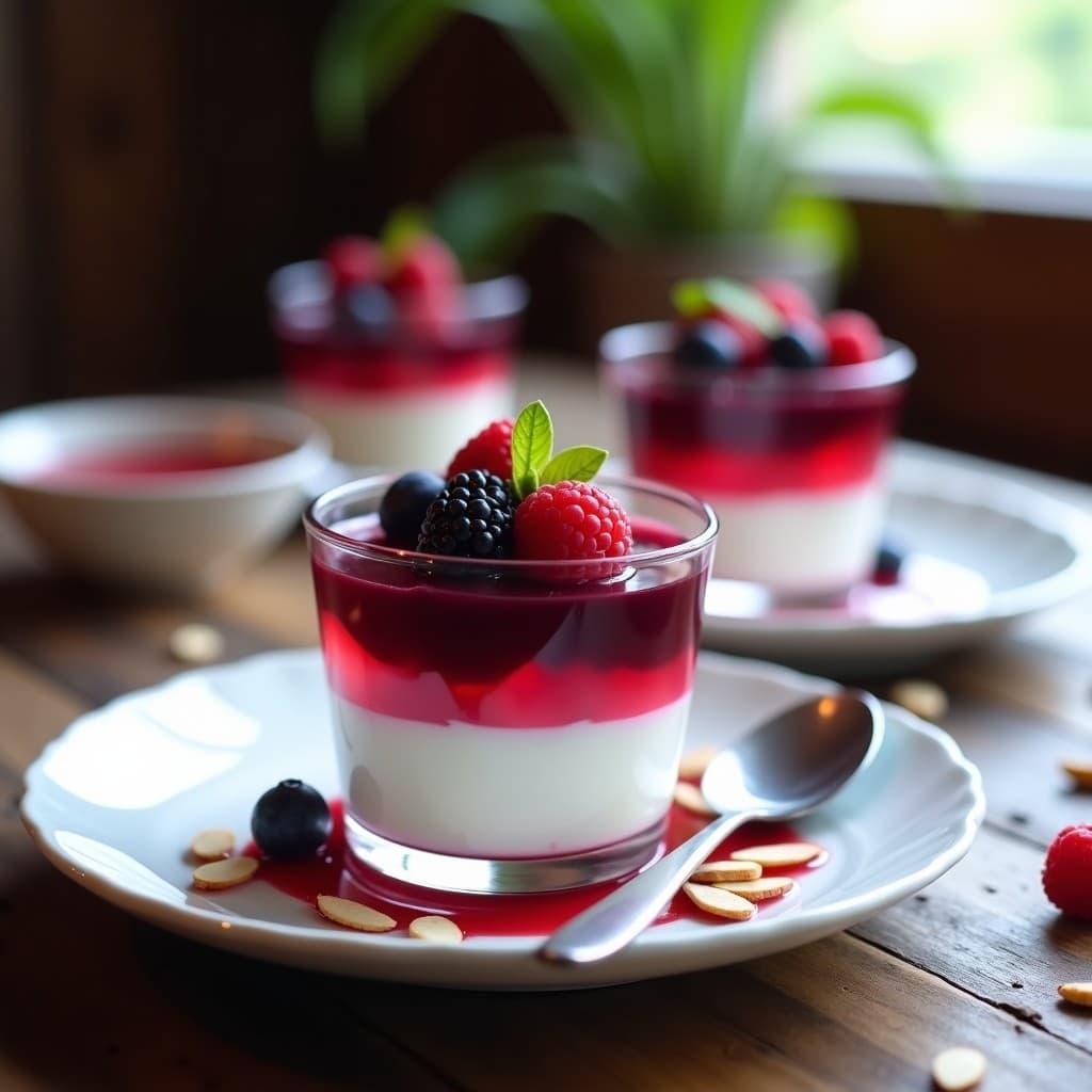 Gelatina de Frutos del Bosque con Yogur Griego: Postre Sin Horno y Alto en Proteína
