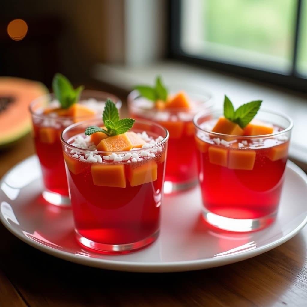 Gelatina de Hibisco y Chía con Trozos de Fruta: Postre Saludable Sin Azúcar Añadido