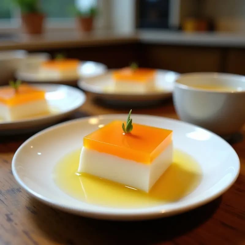 Gelatina de lichi y lemongrass con capas de leche de coco: Postre asiático refrescante y sin gluten