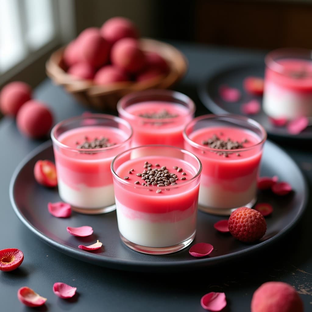 Gelatina de Lichi y Rosa con Yogur de Soja: Postre Chino Sin Gelatina Animal