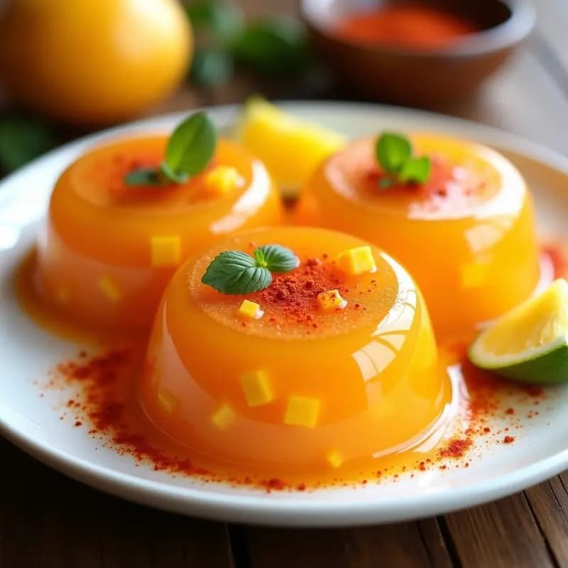 Gelatina de Mango y Chili con Hojas de Stevia: Postre Mexicano Sin Azúcar