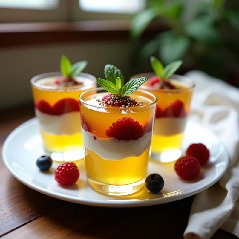 Gelatina de Maracuyá y Chía con Capas de Yogur Griego: Postre Colombiano Alta en Proteína y Sin Horno