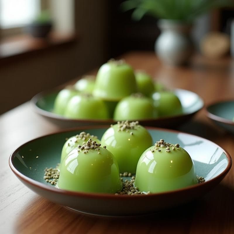 Gelatina de Matcha con Leche de Coco y Semillas de Amapola: Postre Japonés Keto