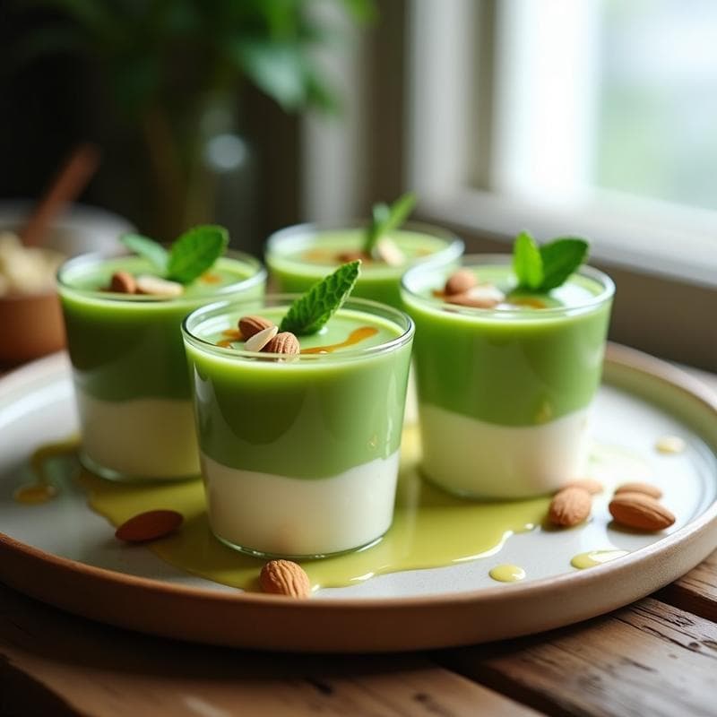 Gelatina de Matcha y Leche de Almendras: Postre Japonés Vegano y Bajo en Calorías