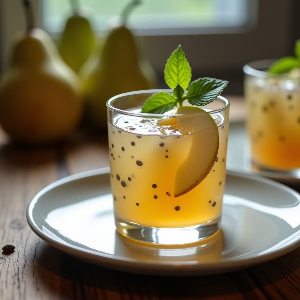 Gelatina de Pera y Jengibre con Granos de Chía: Postre Sin Azúcar y Sin Lácteos en 4 Pasos