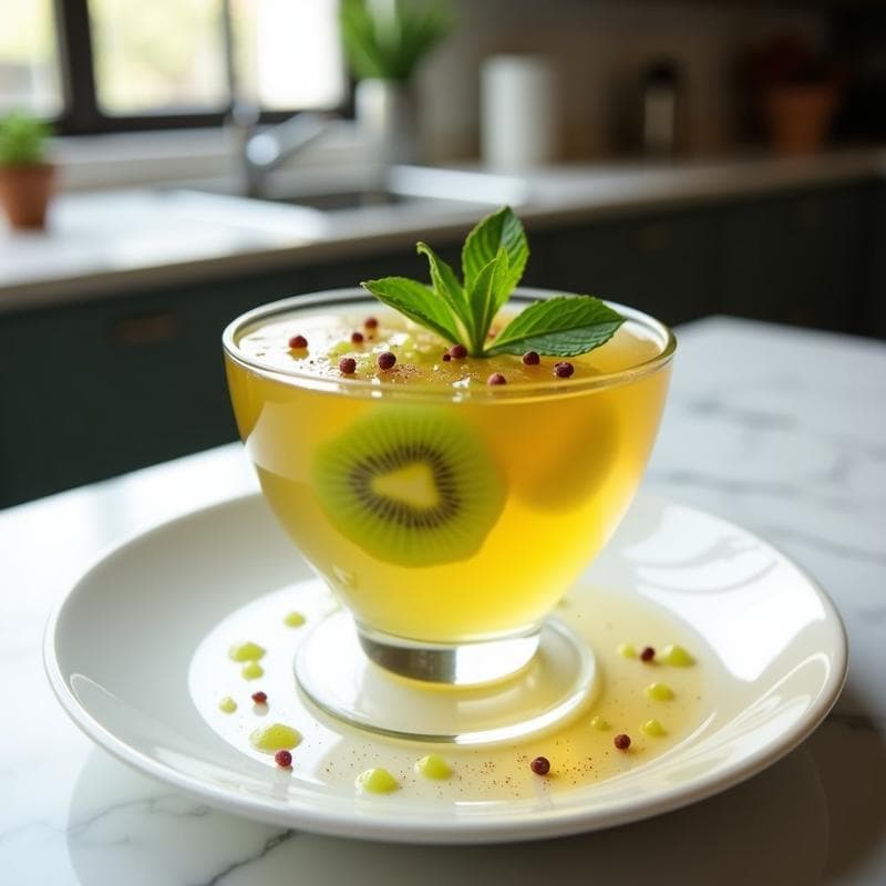 Gelatina de Pimienta Rosa y Limón con Trozos de Kiwi: Postre Detox Sin Azúcar