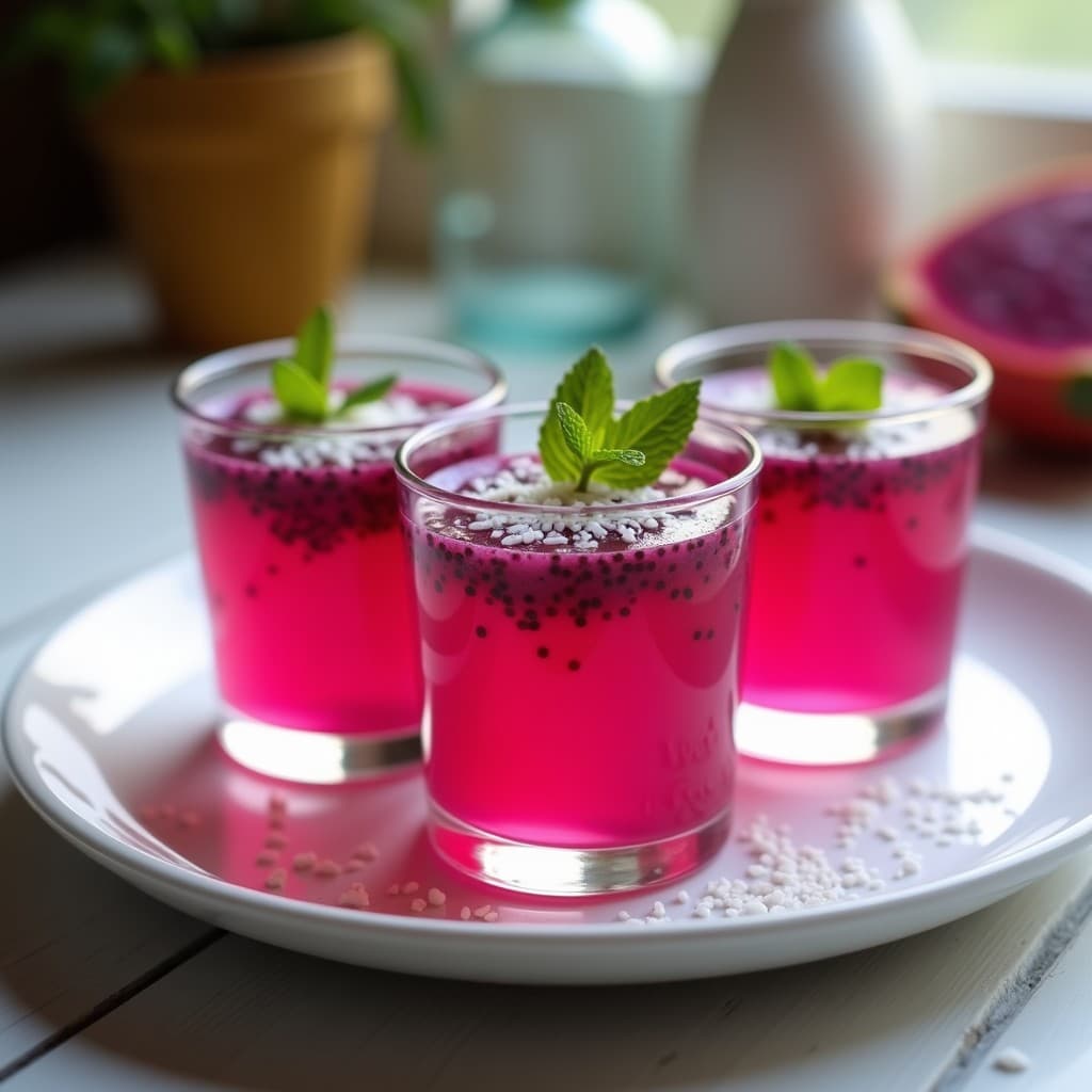 Gelatina de Pitahaya y Chía: Postre Colombiano Sin Azúcar con Agar-Agar y Toque Tropical