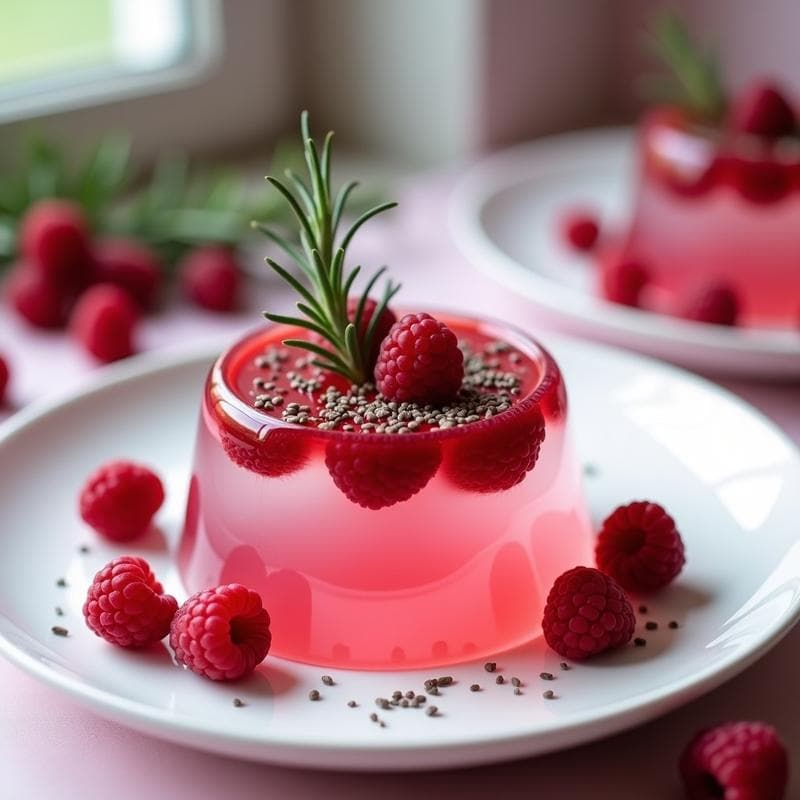 Gelatina de Agua de Rosemary y Frambuesas: Postre Vegano Sin Azúcar y Sin Gelatina Animal