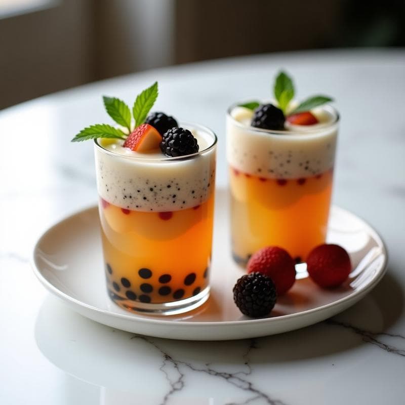 Gelatina de Té de Burbujas y Lichi: Postre Taiwánes Vegano y Refrescante