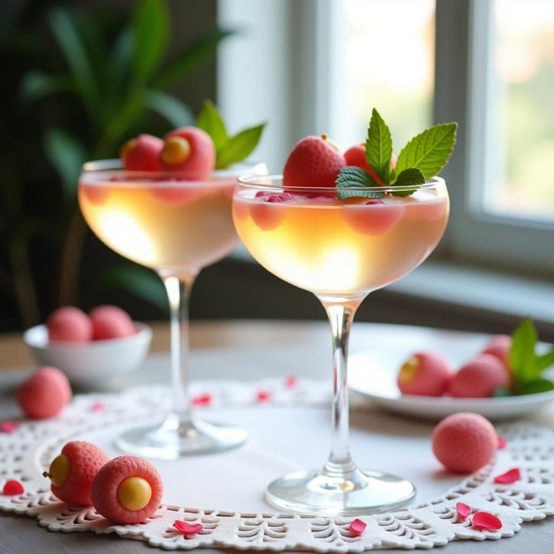 Gelatina de Vino Blanco y Lychee: Postre Francés Elegante Sin Azúcar
