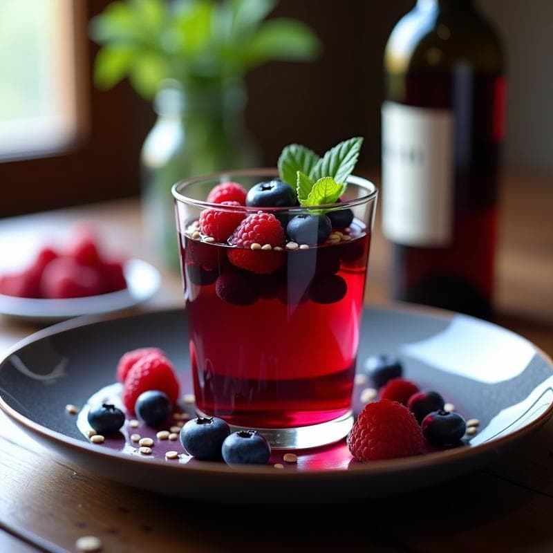 Gelatina de Vino Tinto y Frutos Rojos: Postre Español Sin Azúcar con Agar-Agar