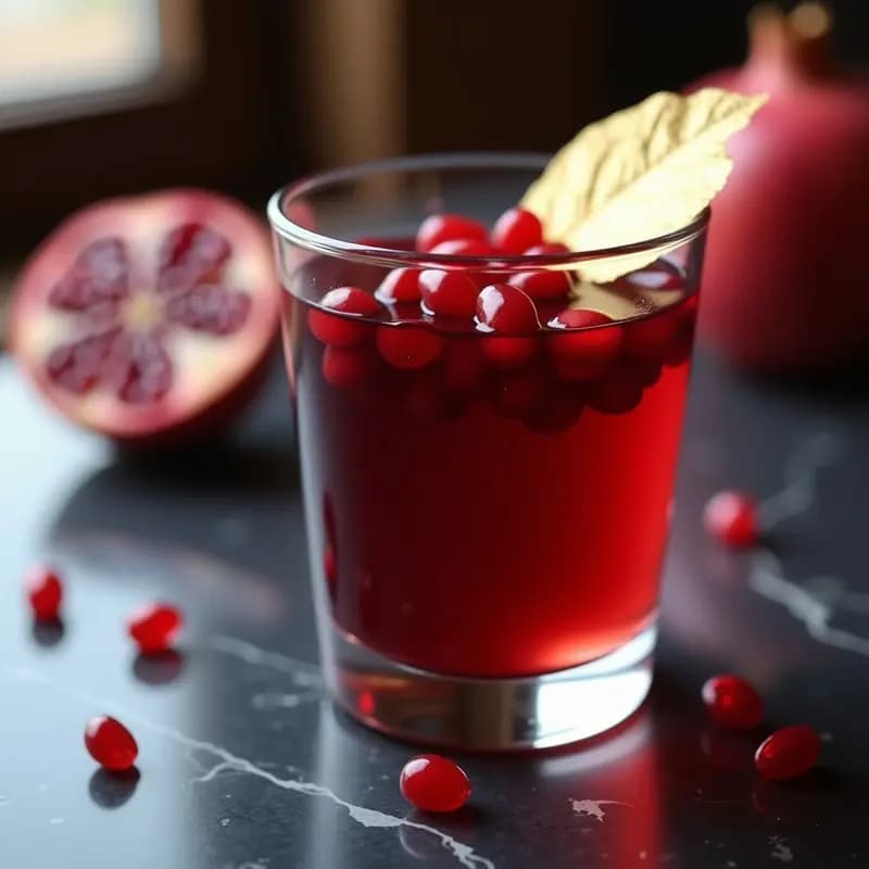 Gelatina de Vino Tinto y Granada con Hoja de Oro: Postre Francés Sin Azúcar