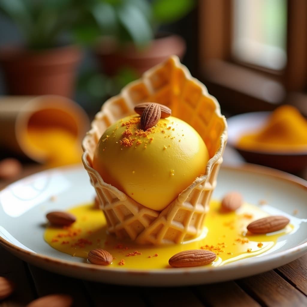 Gelato de Almendras y Cúrcuma: Helado Vegano Keto con Endulzante de Eritritol