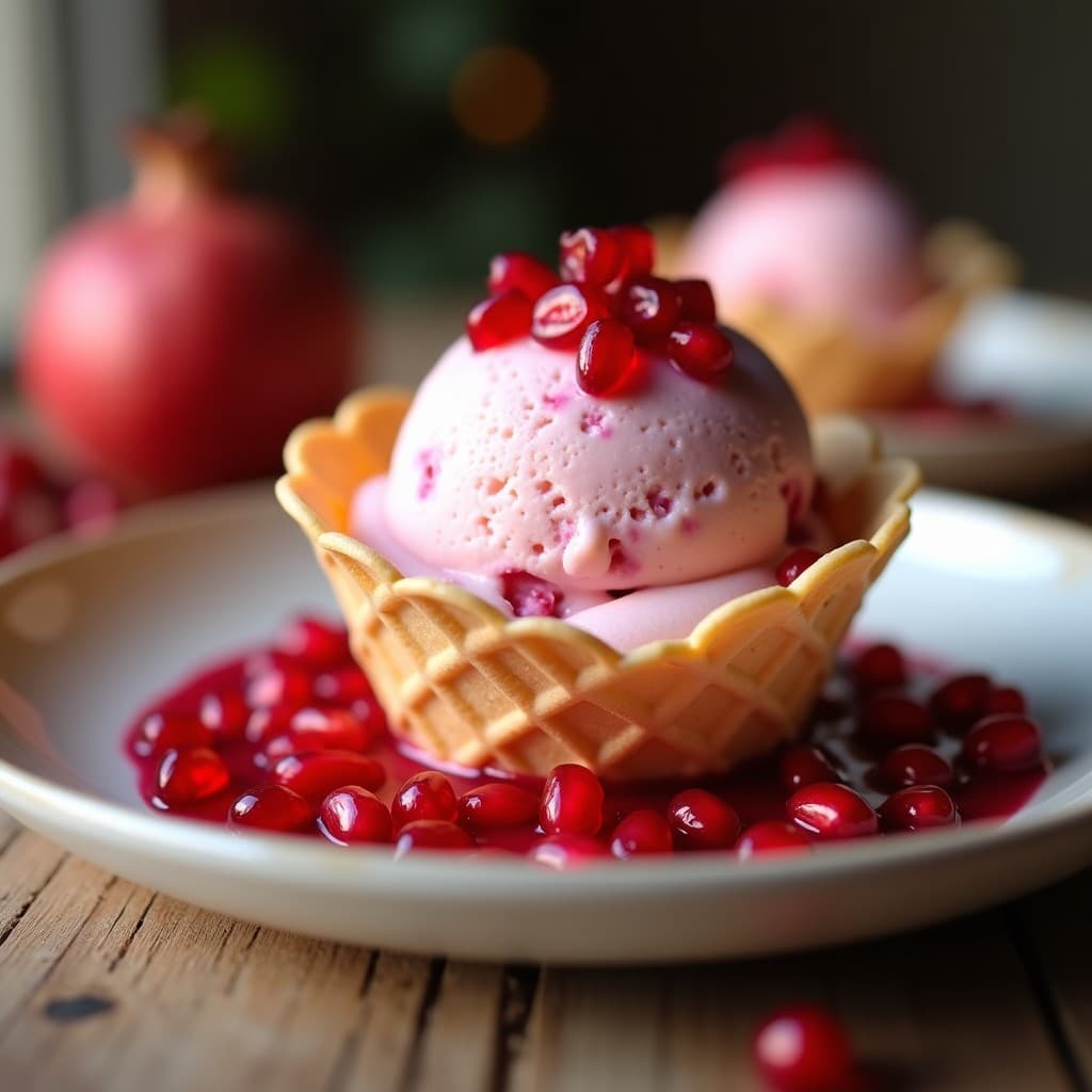 Gelato de Almendras y Rosa con Swirl de Granada: Postre Italiano Sin Lácteos y Sin Azúcar