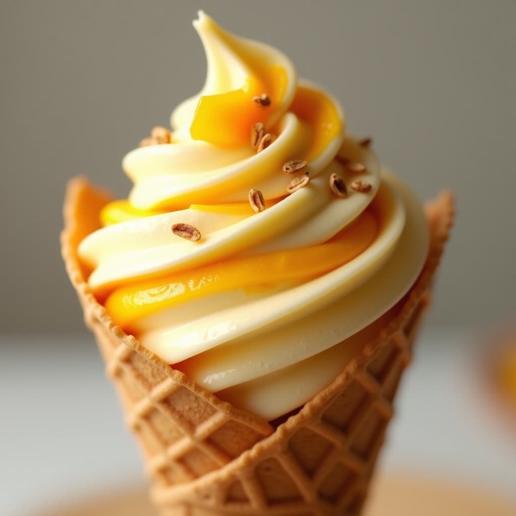 Gelato de Avena y Cúrcuma con Swirl de Mango: Postre Italiano Vegano Sin Azúcar