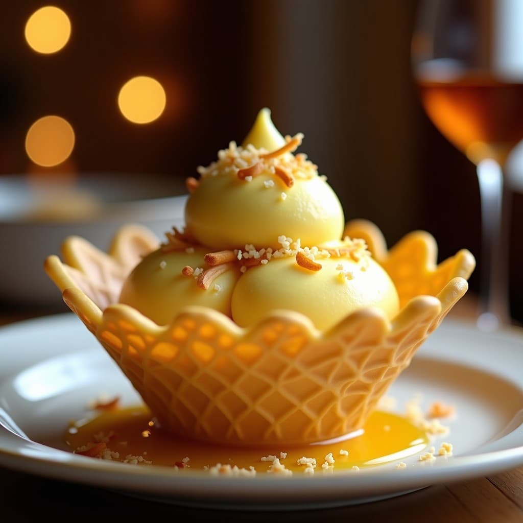 Gelato de Azafrán y Miel: Postre Italiano Sin Lácteos con Toque Dorado