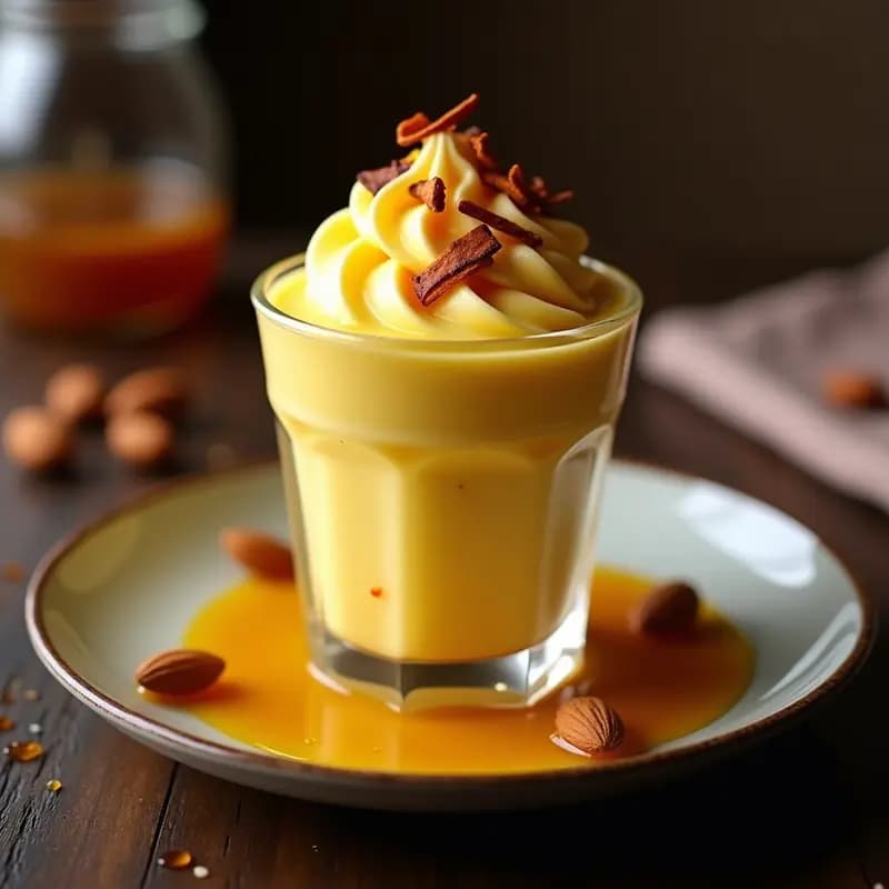 Gelato de Azafrán y Miel con Virutas de Almendra: Postre Italiano de Autor