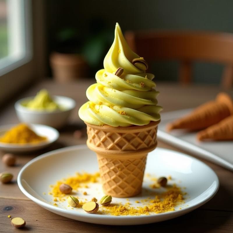 Gelato de Azafrán y Pistacho: Postre Italiano Keto Sin Lactosa con 3 Ingredientes