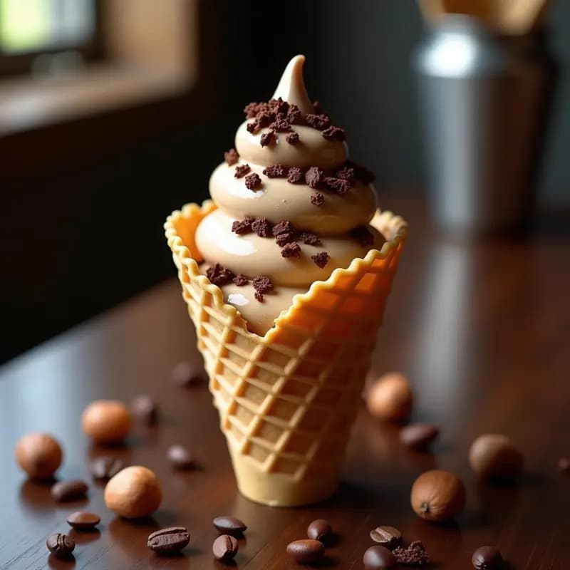 Gelato de Café y Avellana con Virutas de Chocolate: Postre Italiano Sin Lactosa
