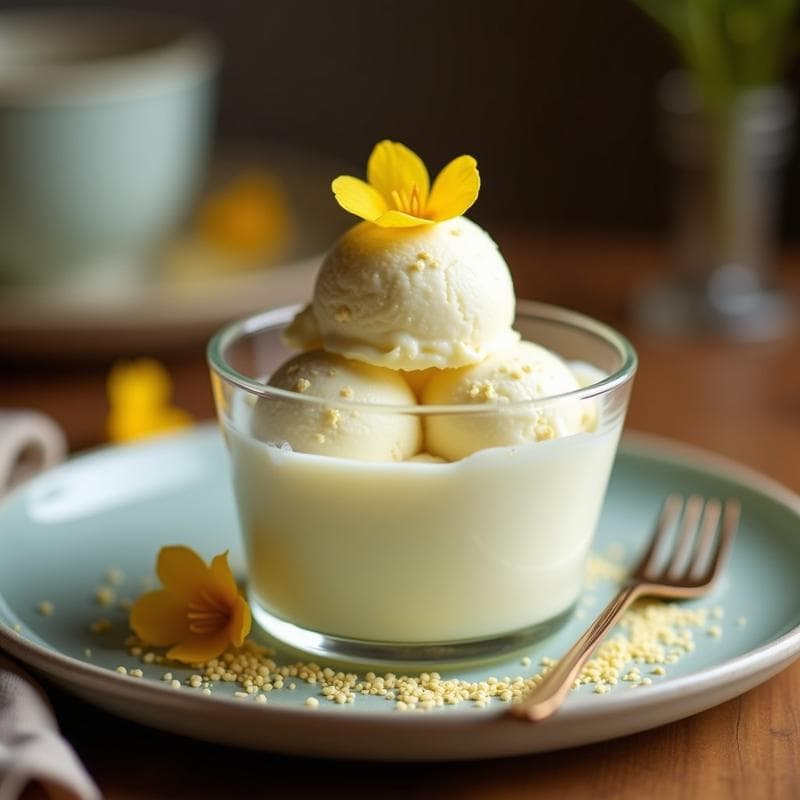 Gelato de Flor de Calabaza y Queso Ricotta: Postre Italiano Sin Azúcar con Toque Floral