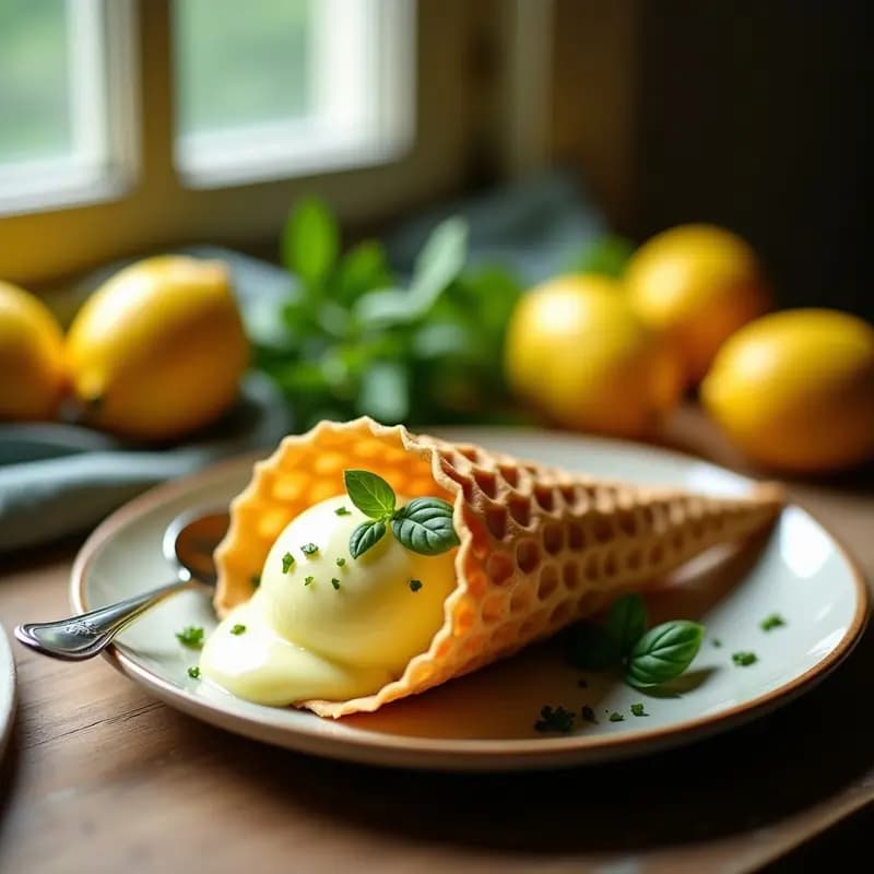 Gelato de Limón y Albahaca: Postre Italiano Sin Lactosa y Bajo en Calorías